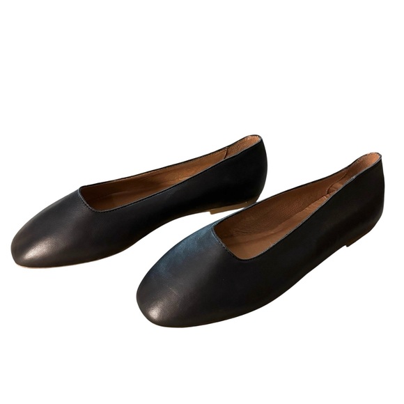 Madewell The Cory Womens 8.5 Ballet Flat Black Leather Round Toe Comfort Slip On - Picture 1 of 8
